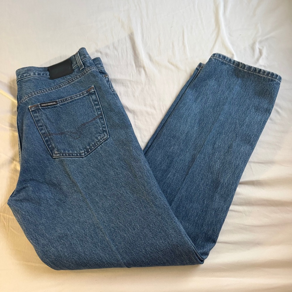 Vintage Harley-Davidson Mens Straight Leg Blue Denim Jeans 36x32 Medium Wash